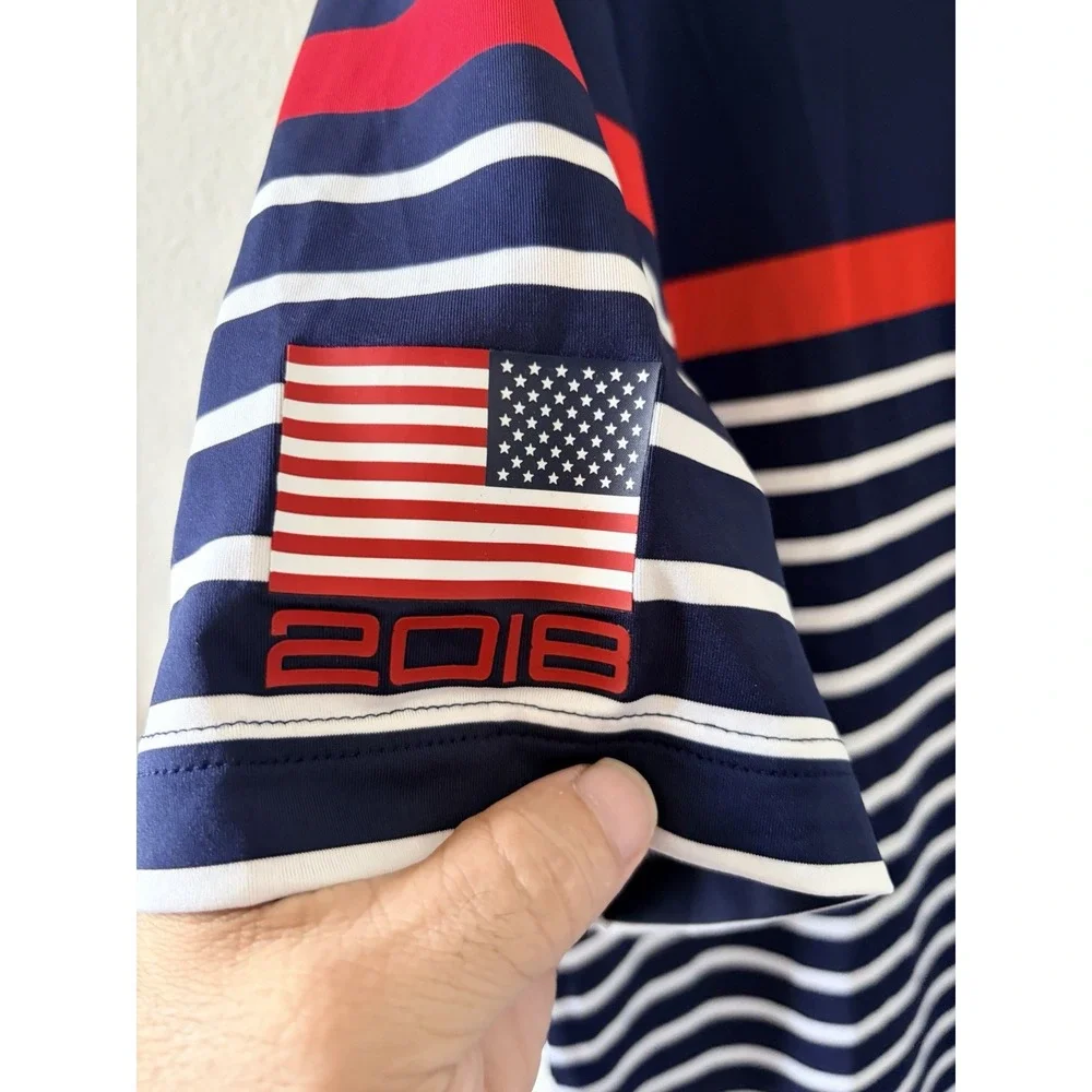 RLX Ralph Lauren 2018 Ryder Cup USA Golf Polo Shirt Mens Size Large L Blue